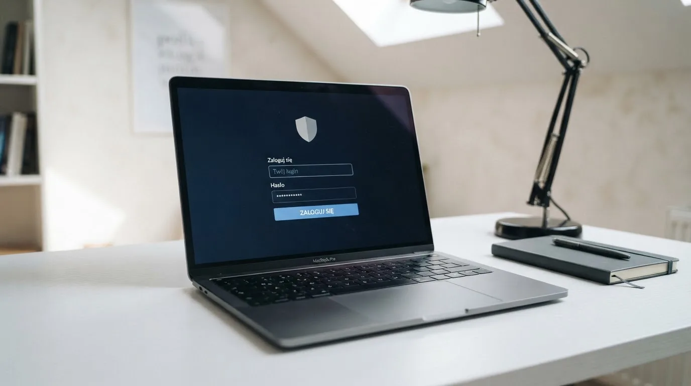 Strona logowania oficjalnej platformy Total Casino na ekranie laptopa, jedynego legalnego kasyna online w Polsce