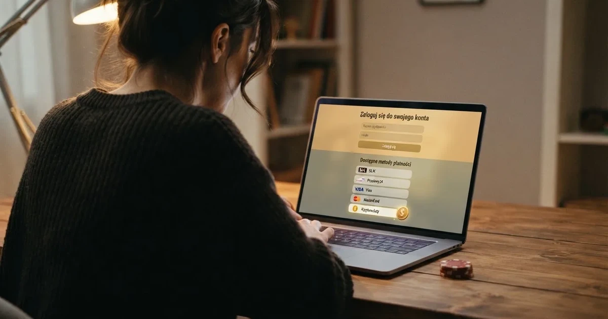 Ekran logowania do konta kasyna online z widoczną opcją wyboru kryptowaluty Binance Coin (BNB) jako metody płatności.